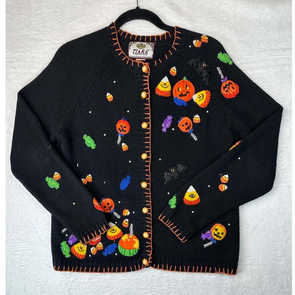 Tiara International Vintage Y2K Halloween Cardigan Women Large